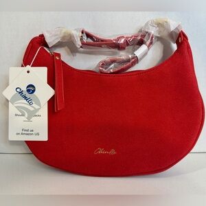 Red Crescent Shoulder Bag Baguette Style Underarm Purse Y2K Minimalist